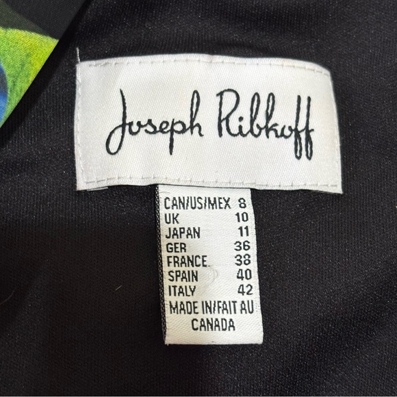 Joseph Ribkoff Black/Multi Floral Chiffon Overlay Slit Sleeve Sheath Dress Sz 8 - Picture 6 of 8